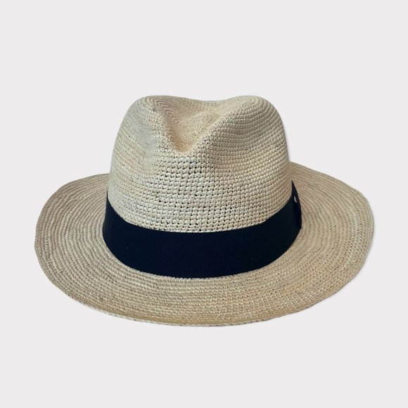 Cuyana Accessories - Cuyana Folding Panama Straw Hat Natural/Black Size 57